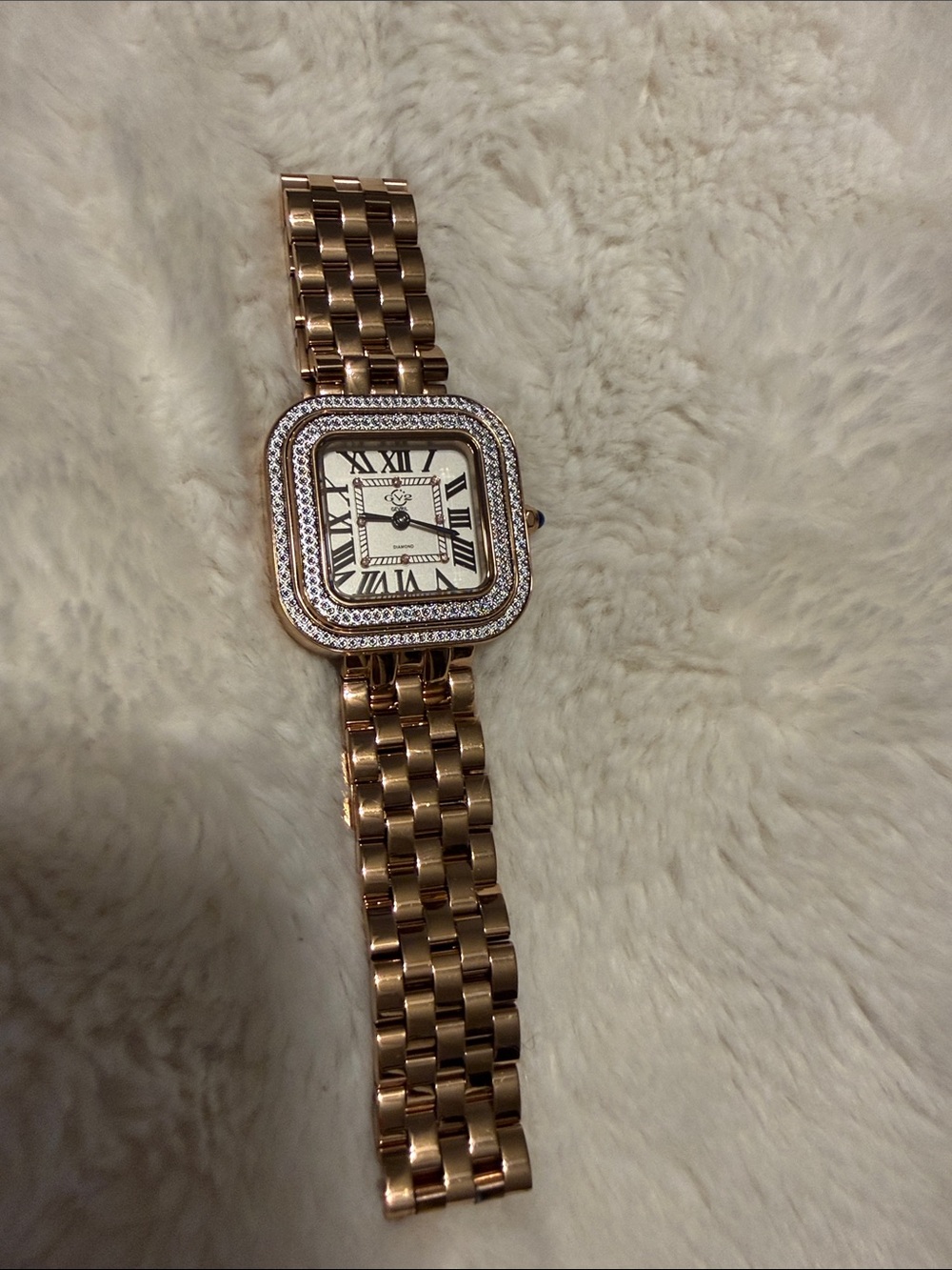 Gold Crystal-Trim Square Dial Women's Bracelet Watch - Picture 9 of 11